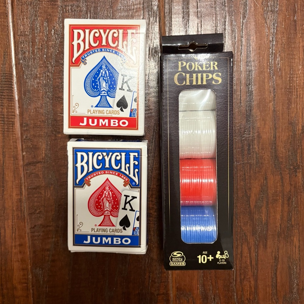 Jumbo Playing Cards and Poker Chips Set